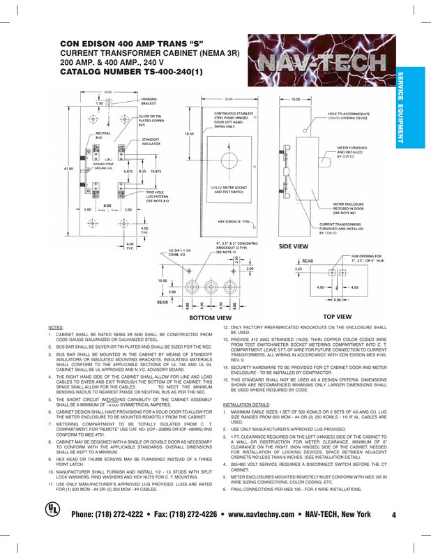 Con Ed TS400-240 drawing